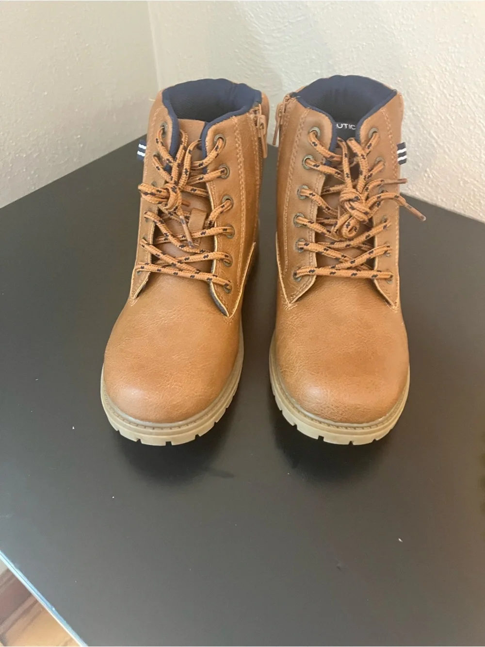 Nautica Boys Tan Brown Lace-Up Boots